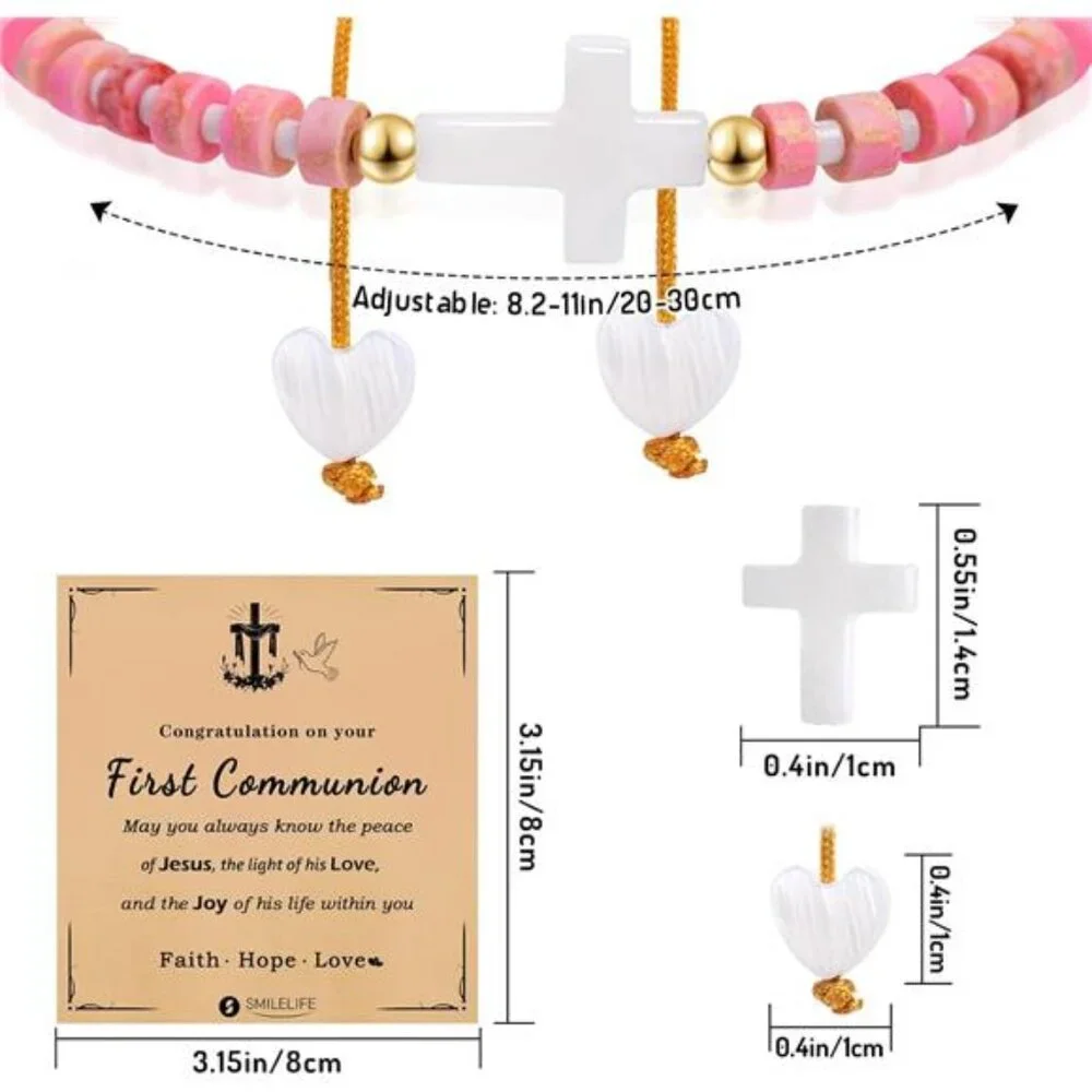 Cross Bracelet for Women, Girls & Boys - First Communion, Baptism & Christian - Picture 2 of 7